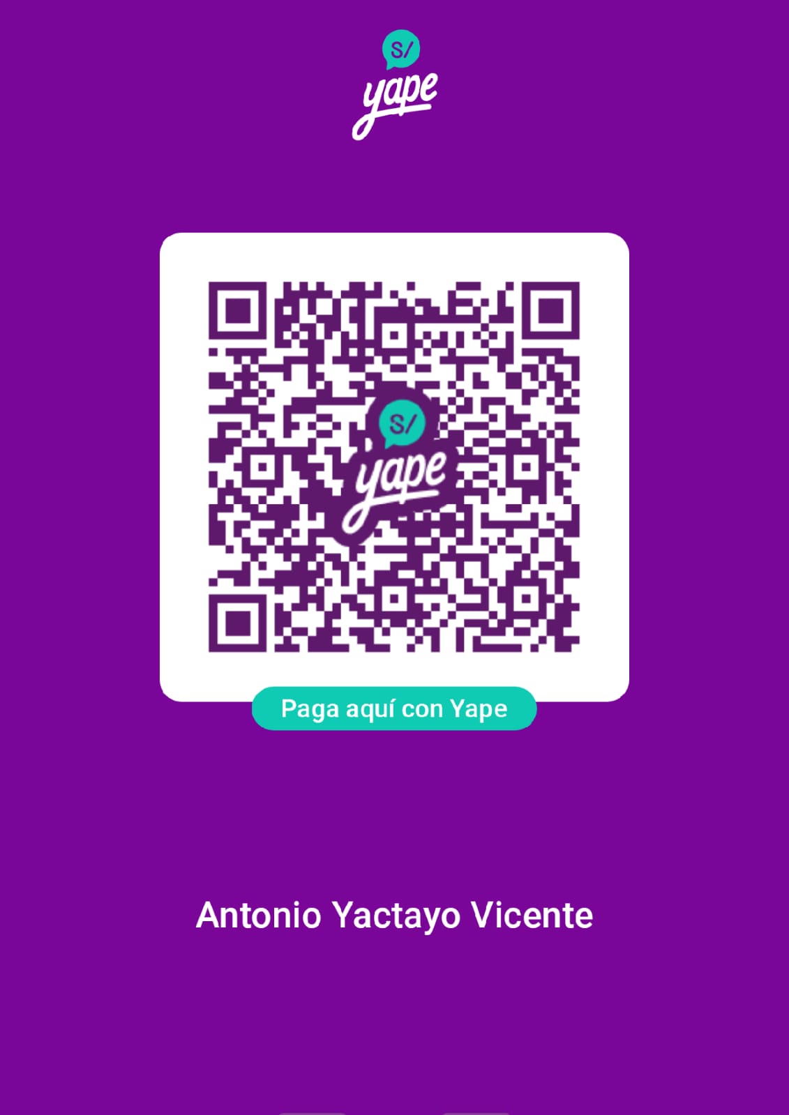 Código de pago Yape